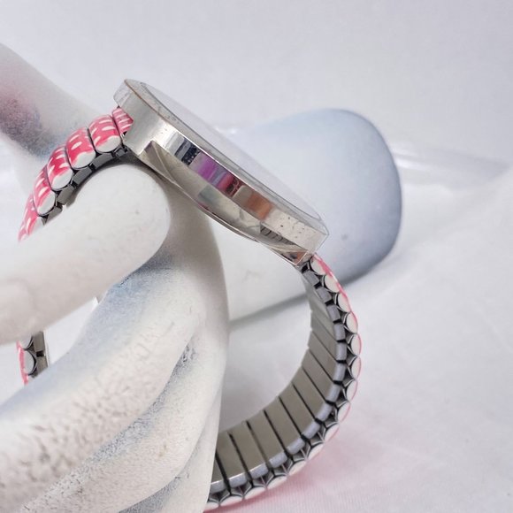 Watch Minnie Mouse Accutime for Disney Pink Dial Pink Polka Dot Enamel Stretch B - Picture 4 of 8